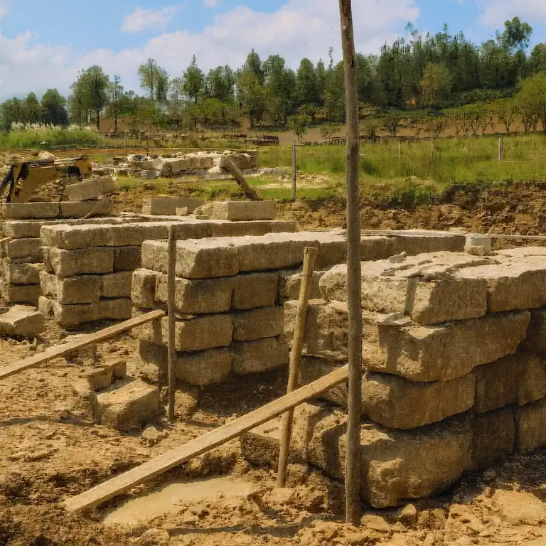 Cimentación en piedra arenisca del Puente Hyca